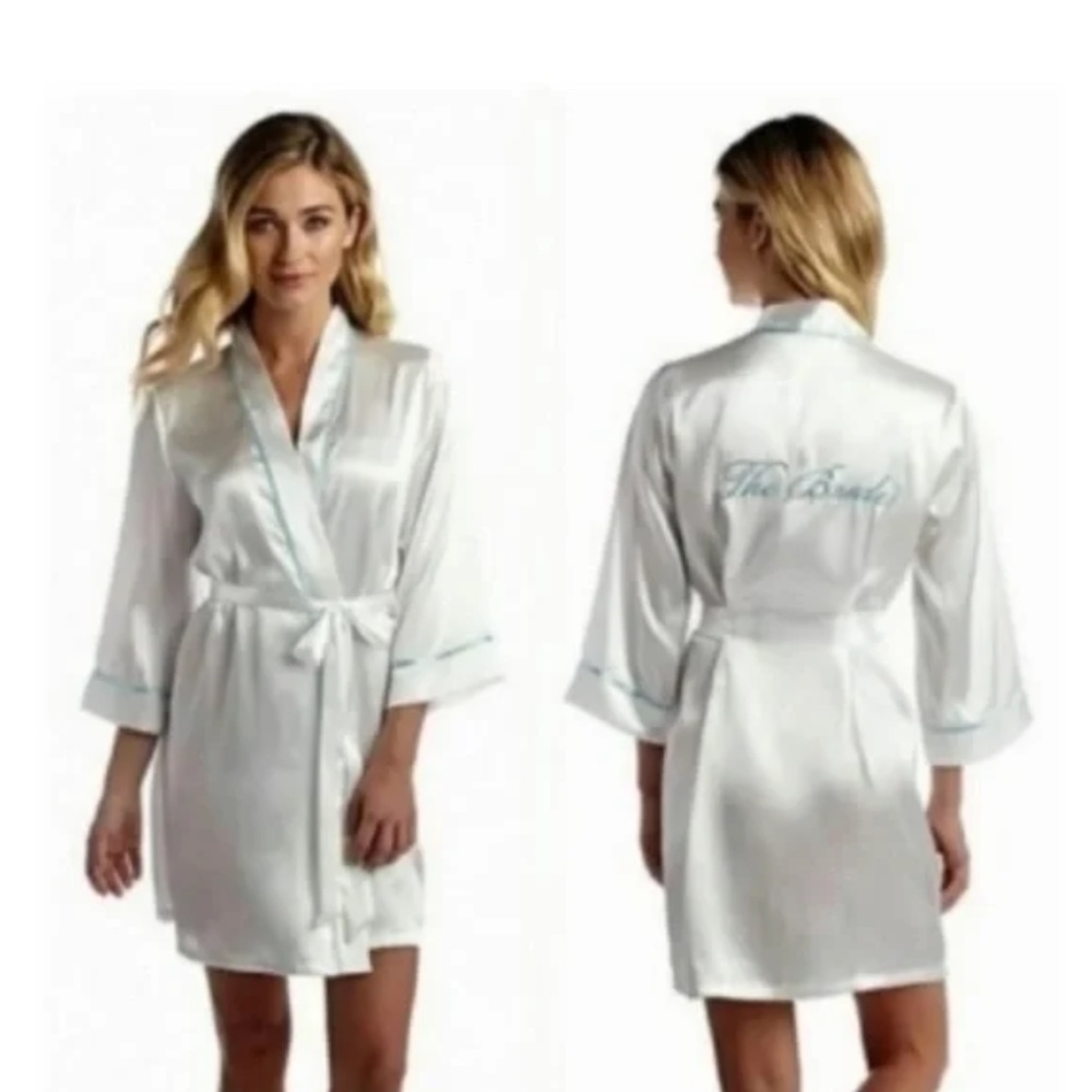 Linea Donatella White and Blue Crystal Rhinestone The Bride Lingerie Robe